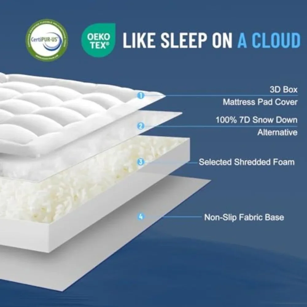 4 Inch Twin XL Memory Foam Mattress Topper - Cooling Extra Thick 2000 GSM Pillow